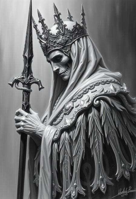 Snuffed tapers sighed
As Death left impressing
His crest of cold tears on the Countess