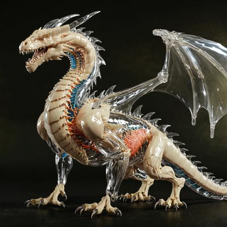 A transparent dragon its insides are visible through transparent skin, fullbody,
High quality, high resolution, 8K, 