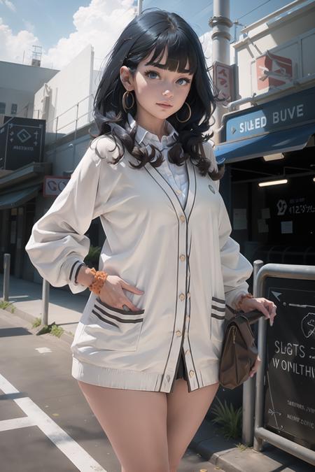 <lora:RikkaTakarada-12:1>, RikkaT, white cardigan, hand on hip, best quality, masterpiece, highres