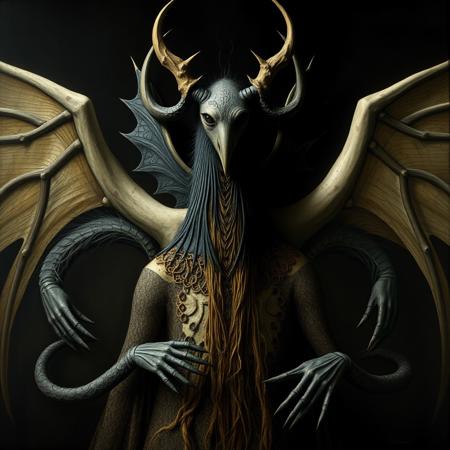 style of Leonora Carrington, surreal, dreamlike, creatures, symbolism, subconscious, human condition, (dark, mysterious, (intricate details), dramatic lighting, (symbolic)), ethereal, (surrealism, HD, close-up, (fantasy), abstract, (dark fantasy), mythology, (horror, (nightmare)))