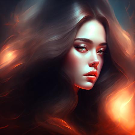 (neverlate style:1) a digital painting of a woman with long hair <lora:djzNeverLateV21_LoraBooth:1>