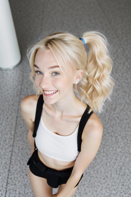 (from above, headshot:1.2) photo of <lora:JadeLloyd_v1:1> JadeLloyd with a huge goofy grin and platinum blonde hair, she is wearing geta, she is wearing hair ornament, her hair is styled as curled ponytail, BREAK she is (running in the airport:1.1), creative shadow play, shot on Leica M3, (infrared filter:1.4),Voigtlnder Nokton 50mm f1.1 ,Cinestill 800T ,