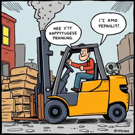 humor comic forklift truck accident