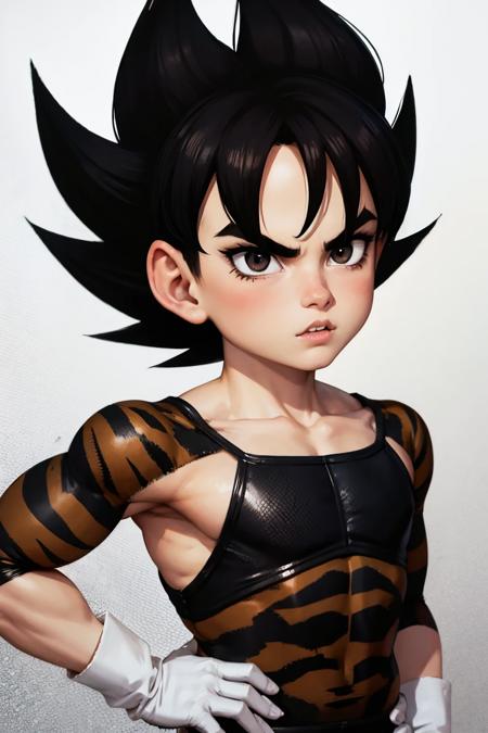 youngvegeta, looking at viewer, black hair, 1boy, male focus, black eyes, spiked hair youngvegeta, blush, black hair, gloves, 1boy, male focus, horns, teeth, black eyes, cosplay, animal print, spiked hair, clenched teeth, crossdressing, male child, tiger print youngvegeta, blush, shirt, black hair, 1boy, ribbon, school uniform, tail, male focus, bag, black eyes, red ribbon, backpack, aged down, spiked hair, instrument, music, randoseru, male child, playing instrument, monkey tail, recorder youngvegeta, looking at viewer, black hair, 1boy, male focus, black eyes, spiked hair, male child