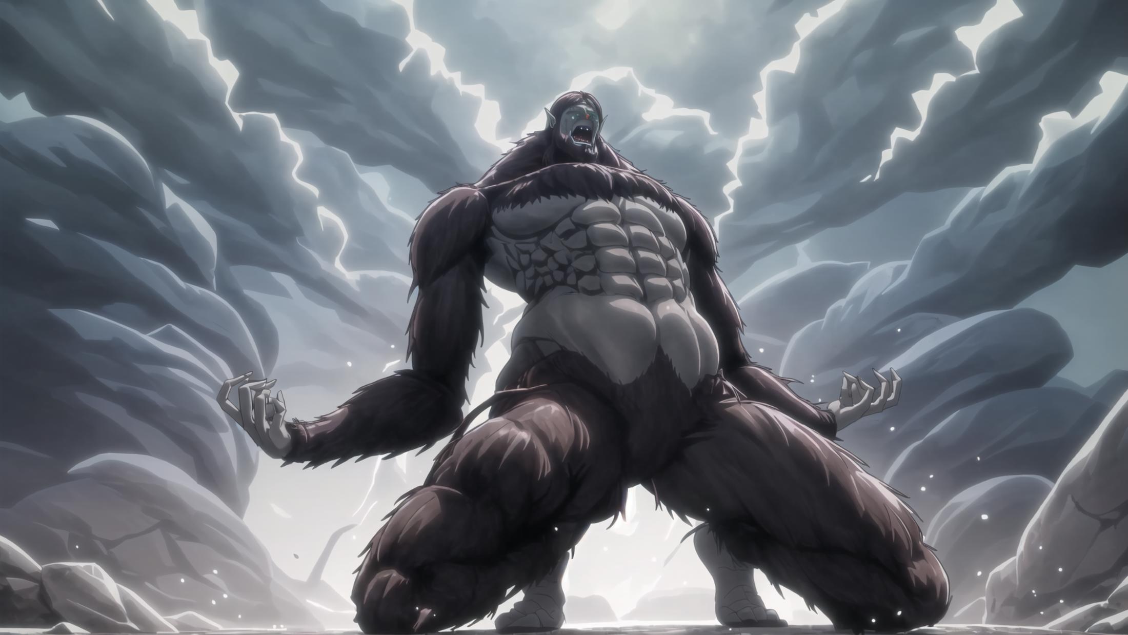 A Furry Giant Monster with Muscles and Tusks