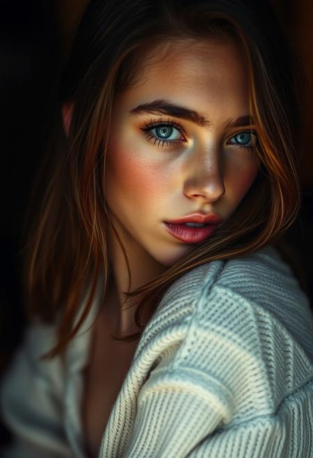 a 18 y.o french pretty modeling,(from_above:1.2),from_side,soft lighting,high resolution,professional grade,RAW photography,evocative composition,Cinematic Lighting,moody lighting,(freckles:0.7),perfect eyes,depth of field,virtual background,eyes_focus,