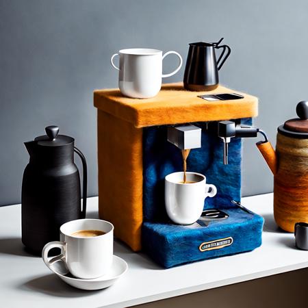 <lora:kFelted:.9> Felted coffee machine