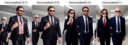 <lora:soaked:-0.7>, soaked, old man, necktie, beard, black suits, business_suit,sunglasses, indoors