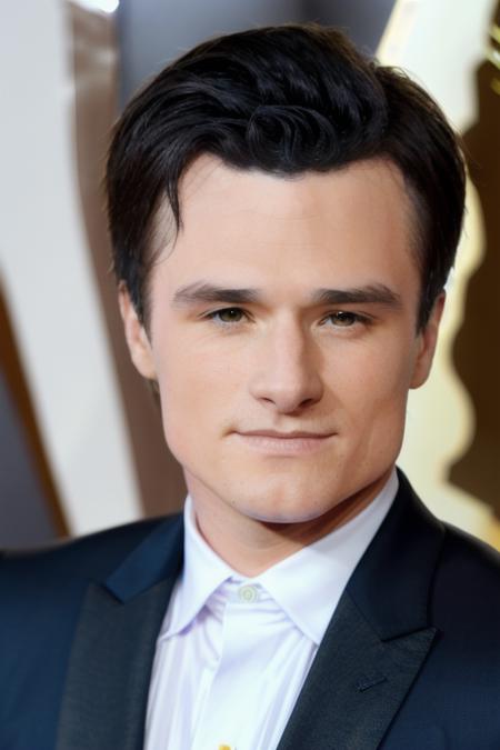 a man at the oscars in a stunning suit, (people in the background), upper body, close up, [head shot], candid, amateur, raw, 8k, uhd, fujifulm xt3, masterpiece <lora:joshHutcherson:1>