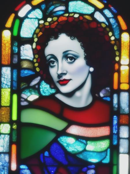 <lyco:StainedGlassPortrait:1.0> Stained glass window of edith piaf