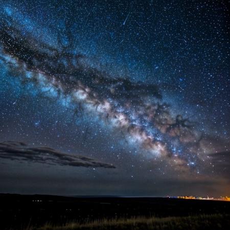 Night sky, full of stars, distant galaxy, shooting stars
