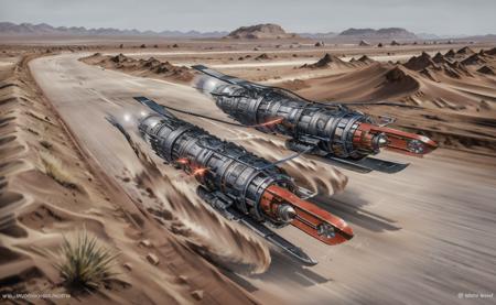 podracing, red vehicle, best quality, highly detailed, desert background, <lora:podracing_10_1:0.7>