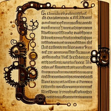 a ancient page of a book with borders, alchemy , steampunk <lora:ManuscriptAI_LoRA:1>