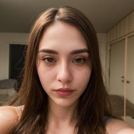A selfie style photo of the last 25 year old woman from the last day of human kind on earth, extremely detailed