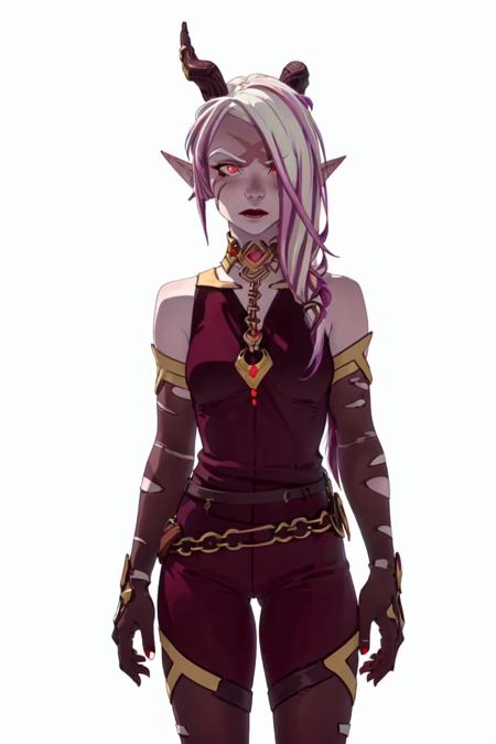Bloodmoon Huntress elf, horns, one broken horn