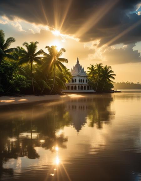 landscape of Belém Brazil, (RAW, analog, Nikon Z 85mm, award winning glamour photograph, ((best quality)), ((masterpiece)), ((realistic)), radiant light rays, highres, high detail, sharp focus, smooth, aesthetic, extremely detailed