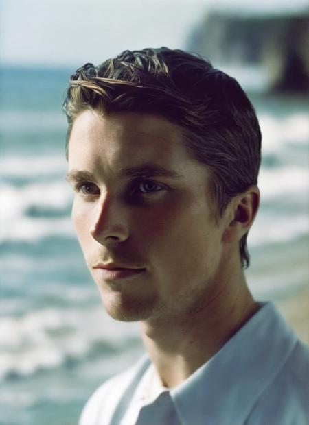 photo of beautiful sks person, hyper realistic photograph, detailed face,film grain, Kodak portra 800, f1.8, intricate, at the beach, <lora:locon_christianbale_v1_from_v1_64_32:1.25>