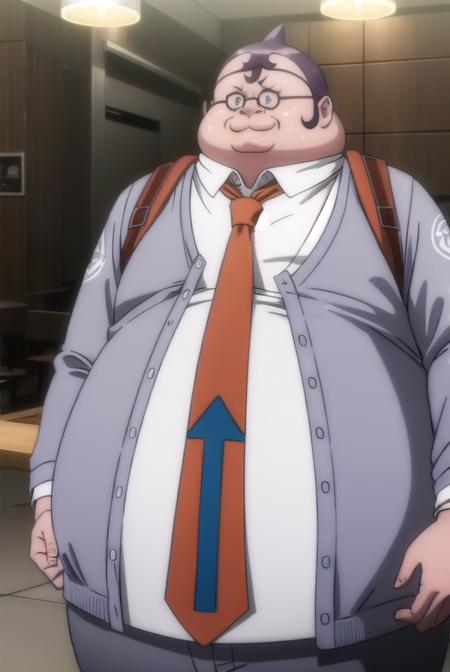 hifumiyamada, <lora:hifumi yamada s1-lora-nochekaiser:1>,
hifumi yamada, male focus, glasses, round eyewear, fat, fat man,
BREAK shirt, jacket, white shirt, open clothes, necktie, collared shirt, red necktie, grey jacket,
BREAK outdoors, classroom,
BREAK looking at viewer, (cowboy shot:1.5),
BREAK <lyco:GoodHands-beta2:1>, (masterpiece:1.2), best quality, high resolution, unity 8k wallpaper, (illustration:0.8), (beautiful detailed eyes:1.6), extremely detailed face, perfect lighting, extremely detailed CG, (perfect hands, perfect anatomy),