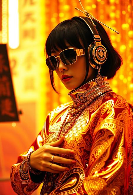 avant-garde , gold and chrome, 1970s, lofi japan