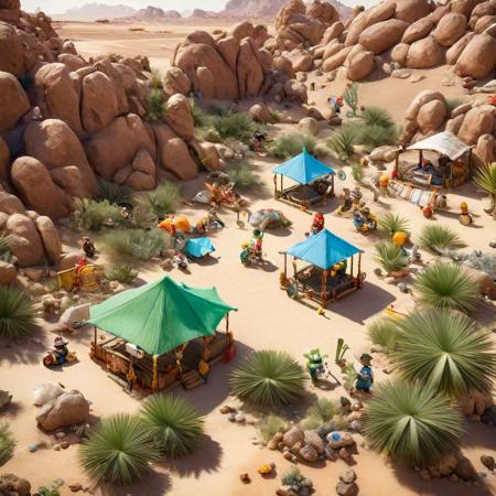 A high resolution0An ultra-high picture quality08K0Detailed detailarvelous expression0Lots of kids0Many little hamster monsters are your companiononster Hunter Character Costumes0vast desert oasis background0