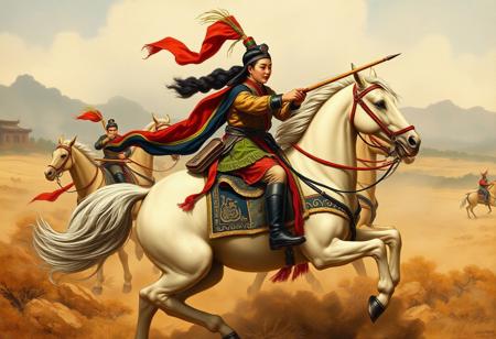 Qin Liangyu (1574–1648), Chinese general ((leading the White Cavalry)) defend the northeastern border for the Ming dynasty.
Qin Liangyu was born  ethnic Miao parents. She trained in the martial arts from an early age and was an excellent mounted archer who often practiced archery with her brothers.
I In 1613, her husband was arrested because he offended a court eunuch and he died in prison. At his death, Qin Liangyu took over his post, and those under her command were known as the White Cavalry. In 1620, she was accompanied by her brothers as they rushed to the northeastern frontier to help the Ming military effort in Shenyang. Qin Liangyu was the only female general to be officially listed in the biographies of generals of Chinese dynastic historical accounts, recognized for her loyalty and bravery.