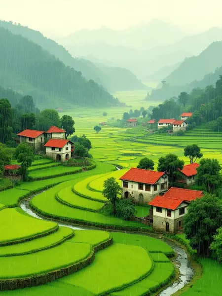 B_Pastoral Landscape Painting_Rural Scene Generation