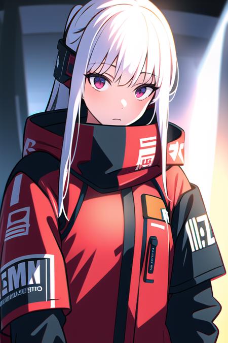 1girl, white hair, long hair, techwear  <lora:strlxsslora:1>, masterpiece, bestquality, realistic, realism, jacket