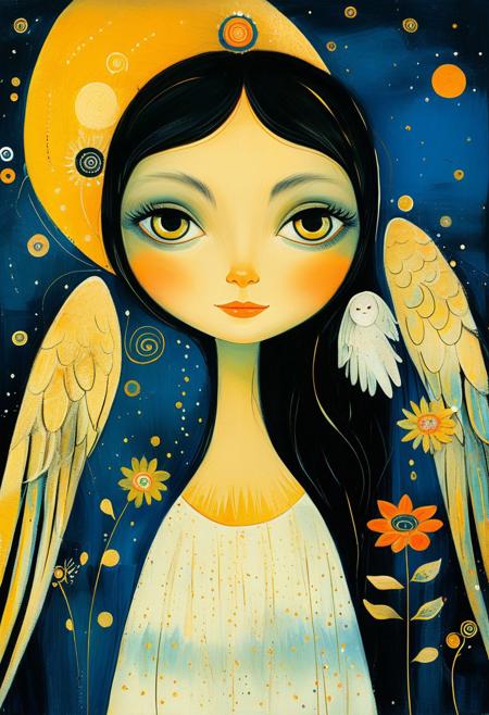 masterpiece,best quality, illustration, style of Rosina Wachtmeister, (an angel)
