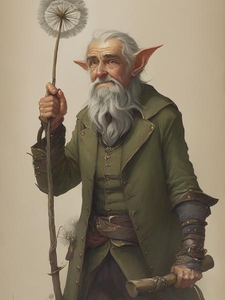 <lyco:Jean-BaptisteMonge:1.0> a comprehensive character study of an elderly elf. Elf is kind. Elf is smaller than a dandelion. In the style of Jean Baptiste Monge. Highly accomplished illustrator. Highest quality.