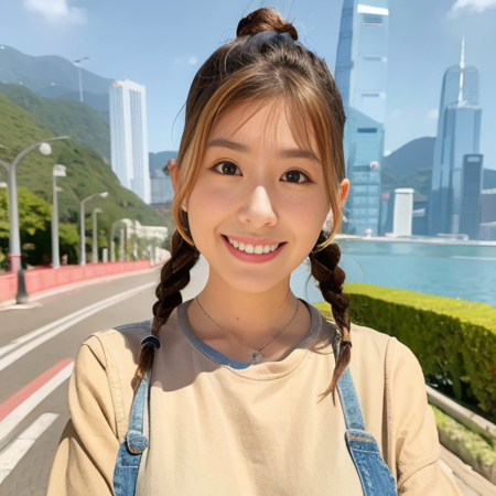 (erica), tvb, kawaii, instagram, artist, 8k,
by photographer, photorealistic, hong kong girl, double braid, long hair, best quality, photorealistic, depth of field, detailed face, face focus, looking at viewer, shiny skin,  smile,  blurry background, slim body