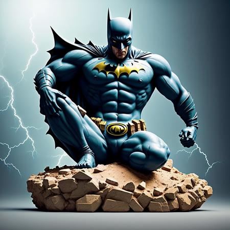 mdjrny-shttr, broken statue of batman made of (marble:1.1) with golden inlays with (blue lightnings:1.3) on background, hyper-realism, best quality <lora:broken rocks:0.6>, hyper-realism, best quality