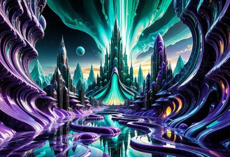 Concept: Living City, Dynamic Architecture, Fluid Metropolis, Pulsating Urban Landscape, Sci-Fi City, Magical City.
Material: Liquid Marble, Fluid Stone, Ethereal Solid, Translucent Texture, Melted Marble, Shifting Form, Abstract Viscosity, Dynamic Surface, Palpable Liquid, Gel-like Structure, Glowing Marble, Iridescent Flow, Sculpted Liquid, Vaporous Stone, Morphing Material.
City Elements: futuristic cityscape, skyscrapers, flowing roads, luminous buildings, transparent structures, organic architecture, alien city, urban landscape, bridges (fluid), city lights (internal glow).
Effects: subtle morphing, slow motion on surfaces, internal glow, light refractions, shifting patterns, ethereal mist, shimmering streets, dynamic reflections, color changes, pulsating.
Colors/Hues: aqua, sapphire blue, emerald green, lavender, golden, silver, pearlescent white, dark grey, with vibrant internal light sources and iridescent sheen.
Background: futuristic landscape, alien mountains, cosmic sky, sunset/sunrise, night lights, floating island.
Style: sci-fi architecture, fantasy city, conceptual art, highly detailed, atmospheric, surreal, majestic, futuristic, ethereal, captivating.