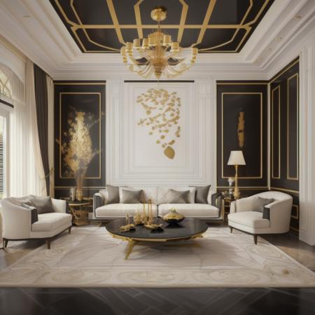 ultra realistic, best quality, masterpice, ultra high res, raw photo,
black white living room, luxury gold, daylight, ceilling lamp <lora:blackwhitelivingroom:0.5>