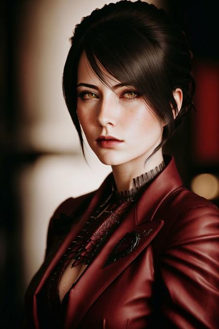 <lora:MorriganDAv2:0.67>, masterpiece, highest quality, RAW, analog style, A stunning portrait of a beautiful woman, wearing a dark red and black business suit, highly professional, ((highly detailed skin, skin details)), sharp focus, 8k UHD, DSLR, high quality, film grain, Fujifilm XT3, frowning, intricately details, highly detailed, cluttered and detailed background