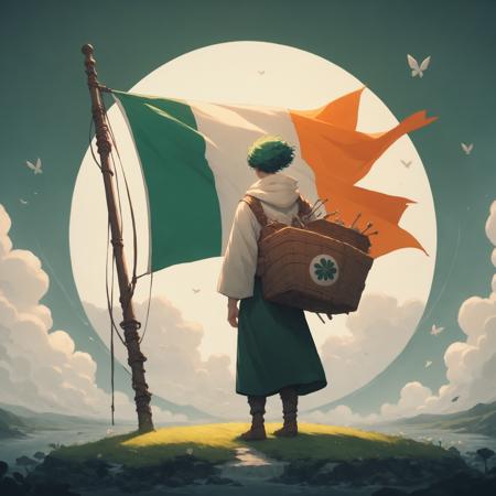 flag of Irland in Ghibli style