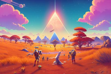 nomanssky style wallpaper, artwork, high resolution 4K concept art beautiful masterpiece