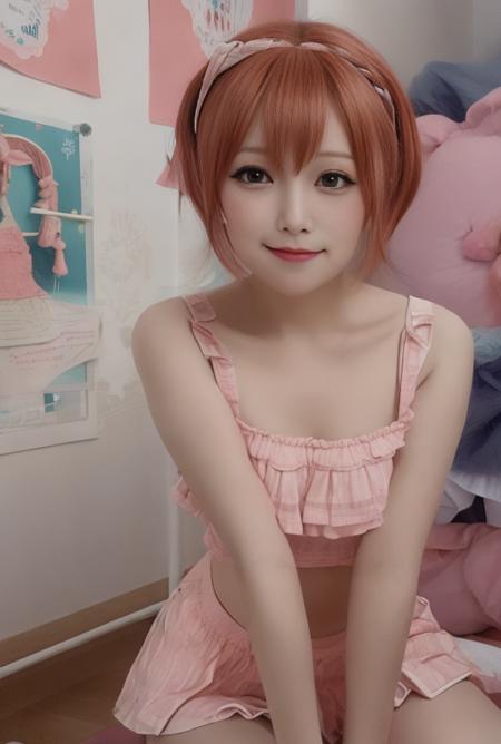 hoshizora_rin, 1girl, solo,  short hair,  cuff, (Beatrice), <lora:rin_v1-000009:0.7>, 
((8k, RAW photo, highest quality, masterpiece), High detail RAW color photo professional close-up photo, (realistic, photo realism:1. 37), (highest quality), (best shadow), (best illustration), collarbone, ultra high resolution, highly detailed CG unified 8K wallpapers, physics-based rendering, cinematic lighting),
1girl, solo, , roxy migurdia, 1girl, ahoge, alternate hairstyle, bangs, bare shoulders, blue bow, blush, breasts, breath, , hair between eyes, long hair,  smile, nipple,  small breasts, solo, thighs, very long hair, , ((masterpiece)), sideface, very detailed face, cheerleader, pompons <lora:koreanDollLikeness_v10:0.6>