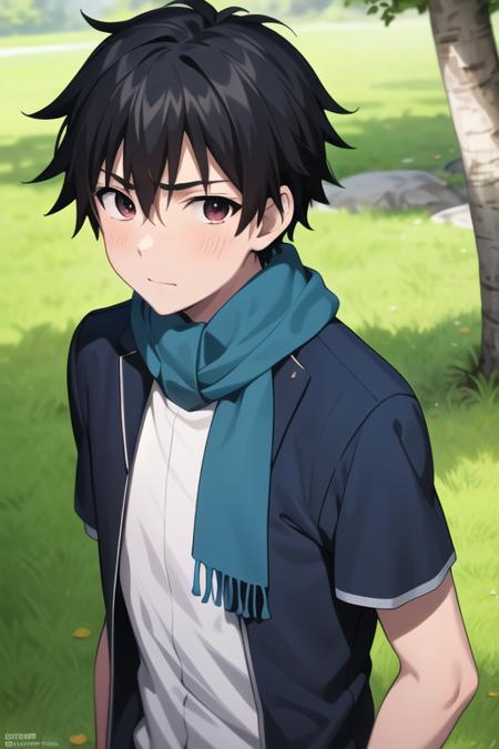 yotsuya_yuusuke blue_shirt scarf