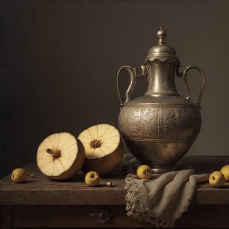 (masterpiece),(best quality),(still_life:1.3),no humans,simple background,old,realistic ,(Rembrandt :1.35),
 8K, Ultra-HD,  hyper-realistic, vibrant, 8k, detailed, ultra detail, soothing tones, muted colors,
 <lora:KK_still_life_v2:0.8>
Negative prompt: nsfw,EasyNegative,ng_deepnegative_v1_75t, (badhandv4:1.2),, nsfw,EasyNegative,ng_deepnegative_v1_75t, (badhandv4:1.2), (worst quality:2), (low quality:2), (normal quality:2), lowres, bad anatomy, bad hands, normal quality, ((monochrome)), ((grayscale)) watermark,
Steps: 20, Sampler: DPM++ SDE Karras, CFG scale: 7, Seed: 55560680, Size: 512x512, Model hash: b4a6146af2, Model: 6写实_moonmix_reality20, Denoising strength: 0.6, Clip skip: 2, ENSD: 31337, Hires upscale: 2, Hires upscaler: 4x-UltraSharp