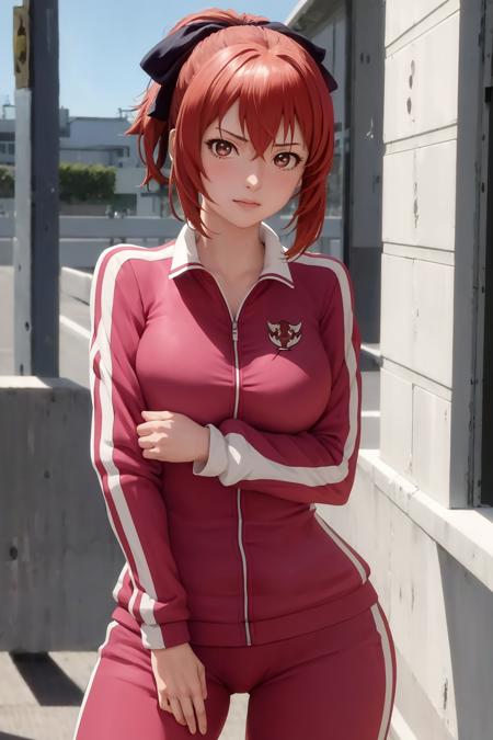 masterpiece, best quality, 1girl, solo, <lora:minorirokujou-maken-ki-richy-v1:1>, rokujou minori, standing, 1girl, solo, track suit, track jacket,