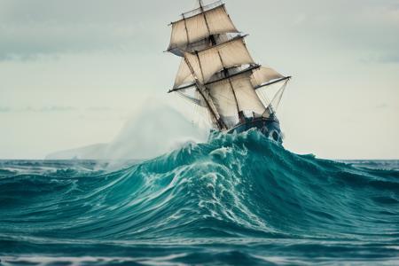 professional photograph of a  waves, tall ship  <lora:Waves_v2:1>