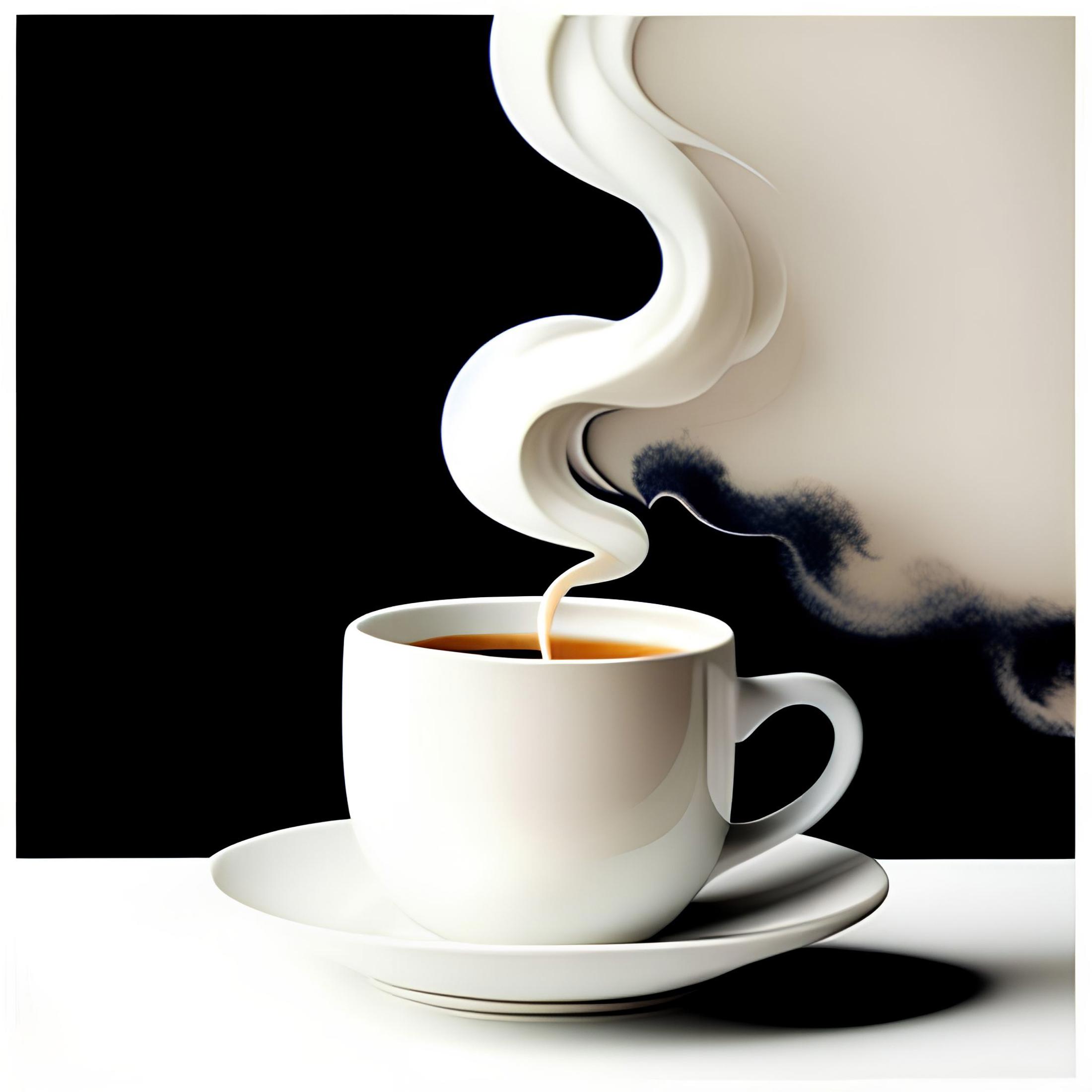 A White Coffee Cup on a Saucer with Steam Rising from the Liquid