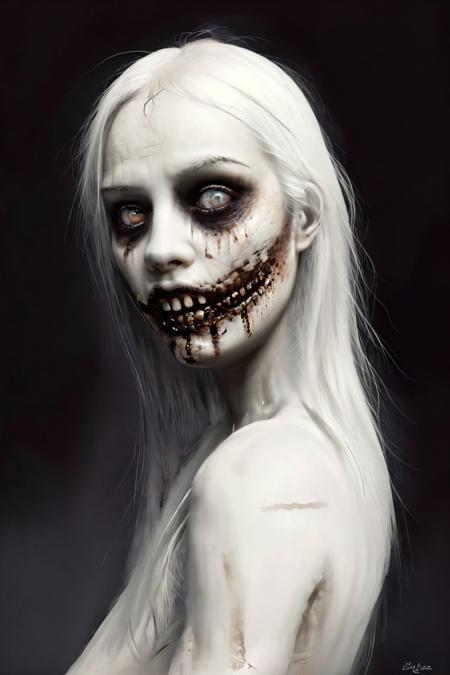 1girl, solo, long hair, looking at viewer, white eyes, empty eyes, long white hair, shed, sparse hair, no humans, old, ghost, fog, portrait, horror (theme), (((blurry))), masterpiece, high quality, realistic, detailed, 8k, horror theme, <lora:Scary_face:0.7>