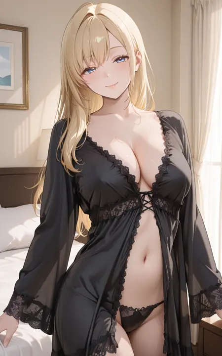 Lace open-front nightgown