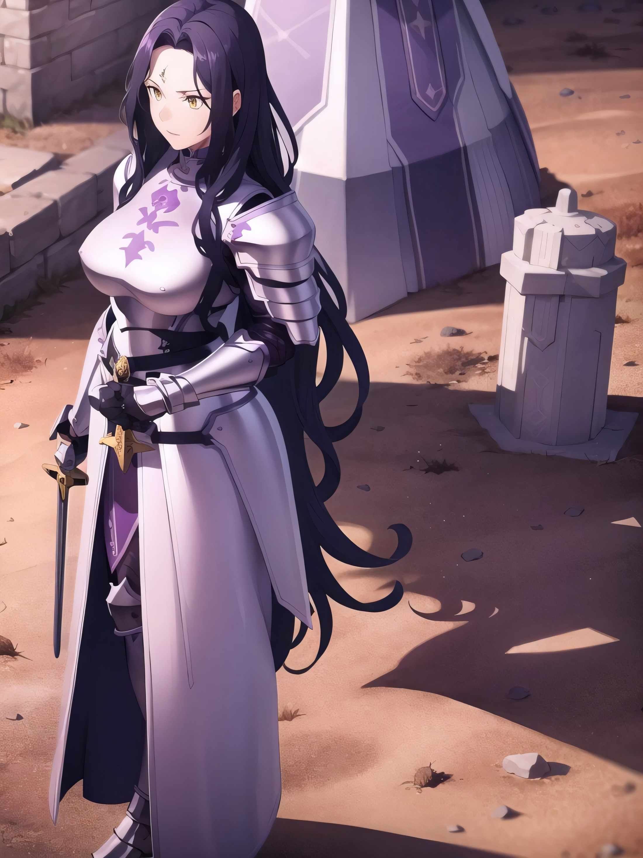 <lora:Fanatio:0.6>
a woman in armor , dark purple hair, light yellow eyes, sword in hand, knight, kross, erotic
masterpeac...