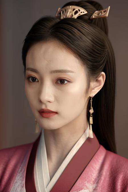 luyuan,1girl,3d,black_hair,blurry,brown_eyes,chinese_clothes,earrings,face,full_moon,hair_ornament,hair_stick,hair_tubes,hanfu,red_clothes:1.5,white collar,jewelry,lips,long_hair,looking_at_viewer,makeup,portrait,realistic,solo,