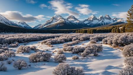 ((masterpiece:1.4,best quality)), cloud,   outdoors
(snowy mountains), spring glade, scenery, sky,
(noon:1.4), high detail, abundant, 8k, high detail, wallpaper