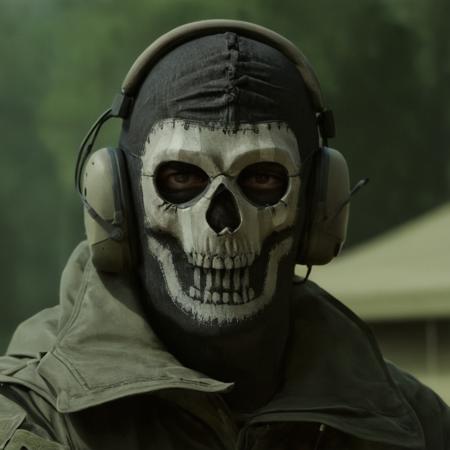 cinematic film still of closeup,Simon Ghost Riley a man in a skull mask and headphones modern warfare style,solo,1boy,male focus,mask,sunglasses,helmet,skull modern warfare style
<lora:Modern Warfare style:0.45> <lora:Simon Ghost Riley:1>, shallow depth of field, vignette, highly detailed, high budget, bokeh, cinemascope, moody, epic, gorgeous, film grain, grainy