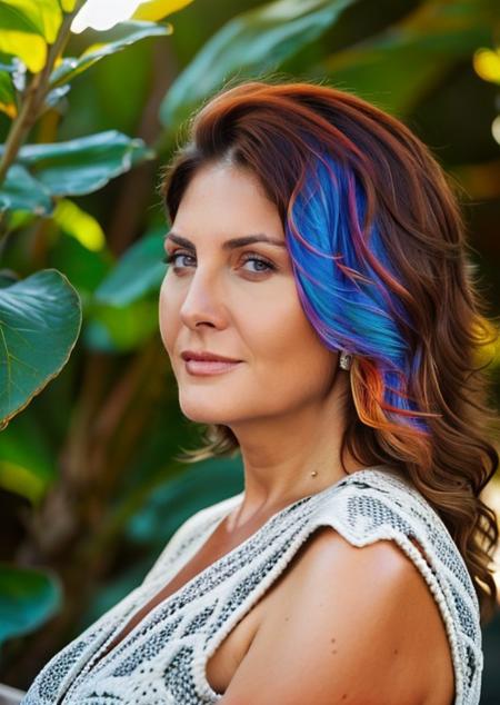 beautiful sibel_can, intricate colorful hair with , sunlight, beautiful lighting, vibrant lighting, intricate, highly detailed, elegant, smooth, by Ruan Jia and Artgerm and Anton Fadeev<lora:sibel_can-000011:1.0>