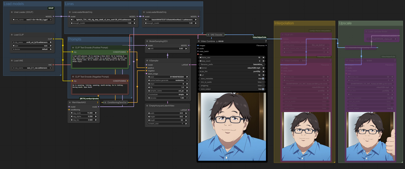 WAN 2.1/2.2 ComfyUI Workflows for my character Lora